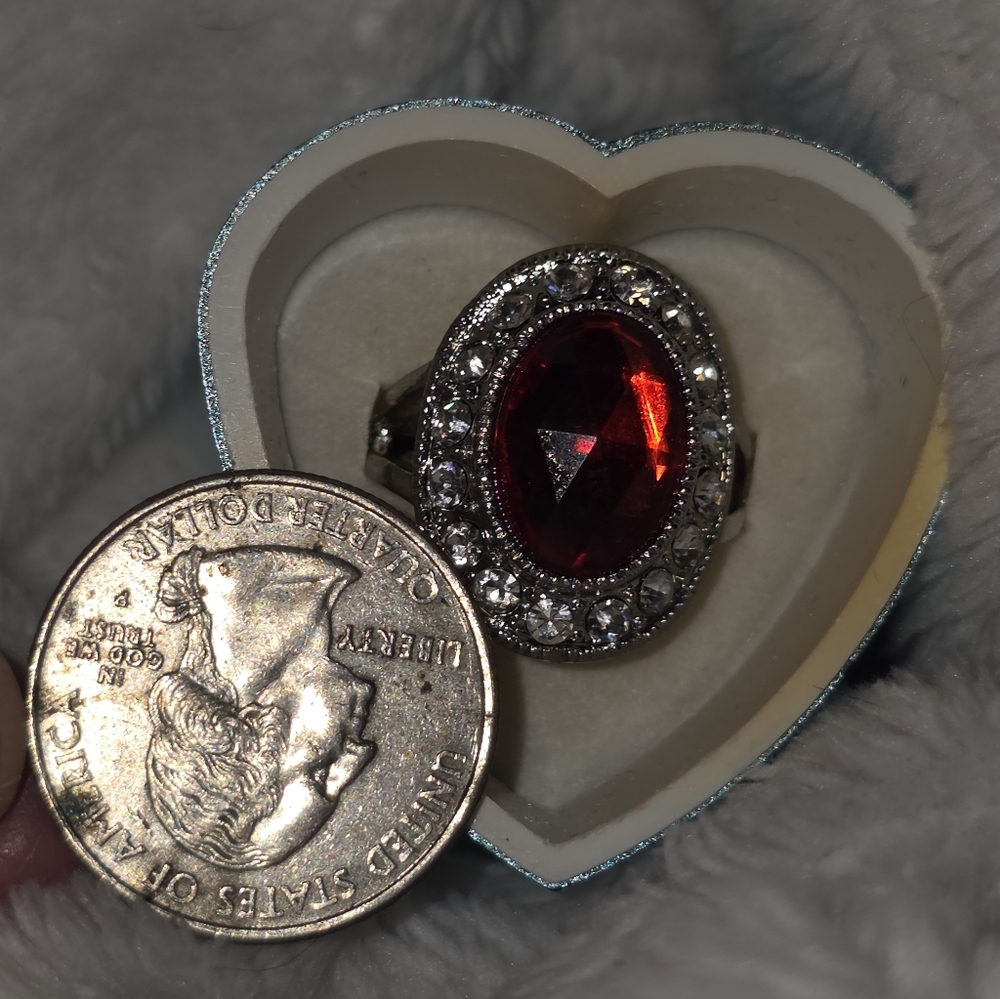 .925 Sterling Silver Cocktail Ruby Ring - image 5